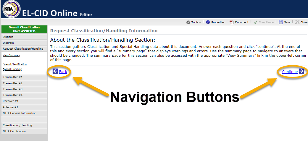 Navigation Buttons Locations